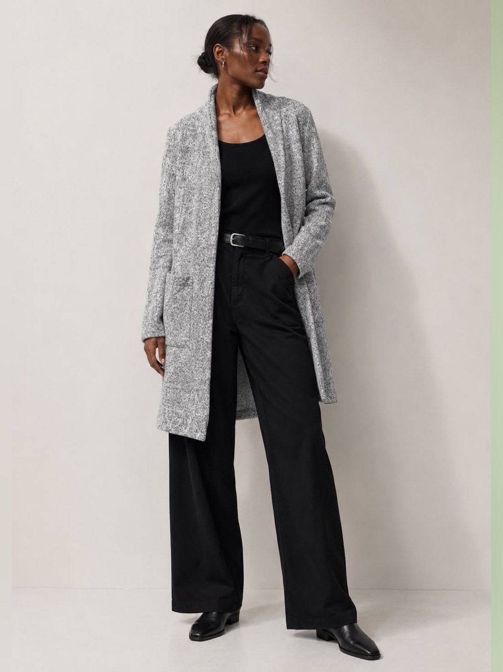 Dynamite Grey Marled Long Open Front Cardigan Jacket – Size P/S